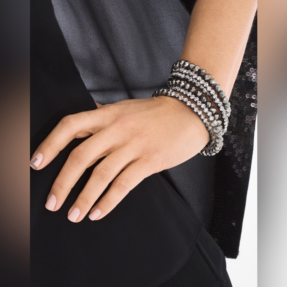 Chico’s Women’s‎ New Pittman Coil Sparkly Clear Rhinestone Wrap Bracelet